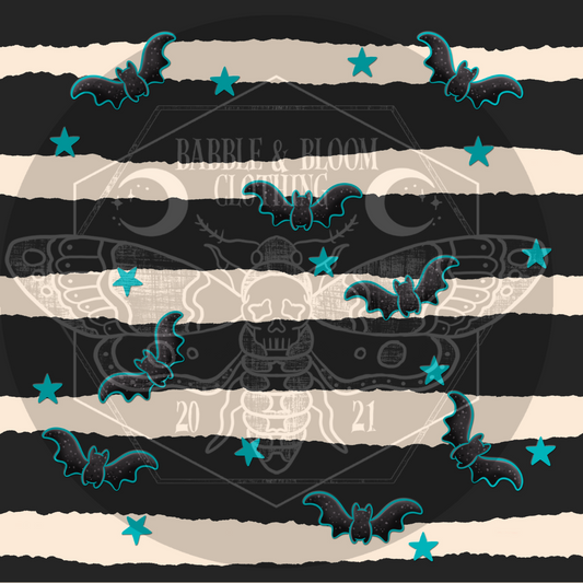Teal Charcoal Bat Stripes